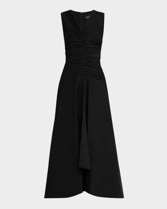 The Finley Sleeveless Ruched V-Neck Midi Dress